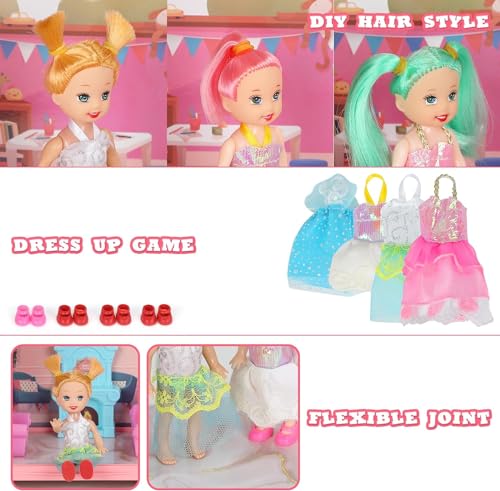 4-Story 11 Rooms Dollhouse with 4 Dolls and Furniture Set X74037
