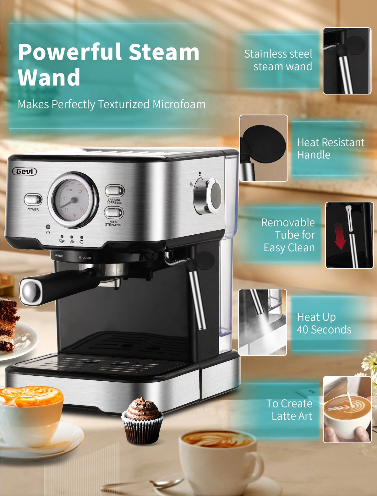 15 Bar Espresso Machine with Steamer D556762