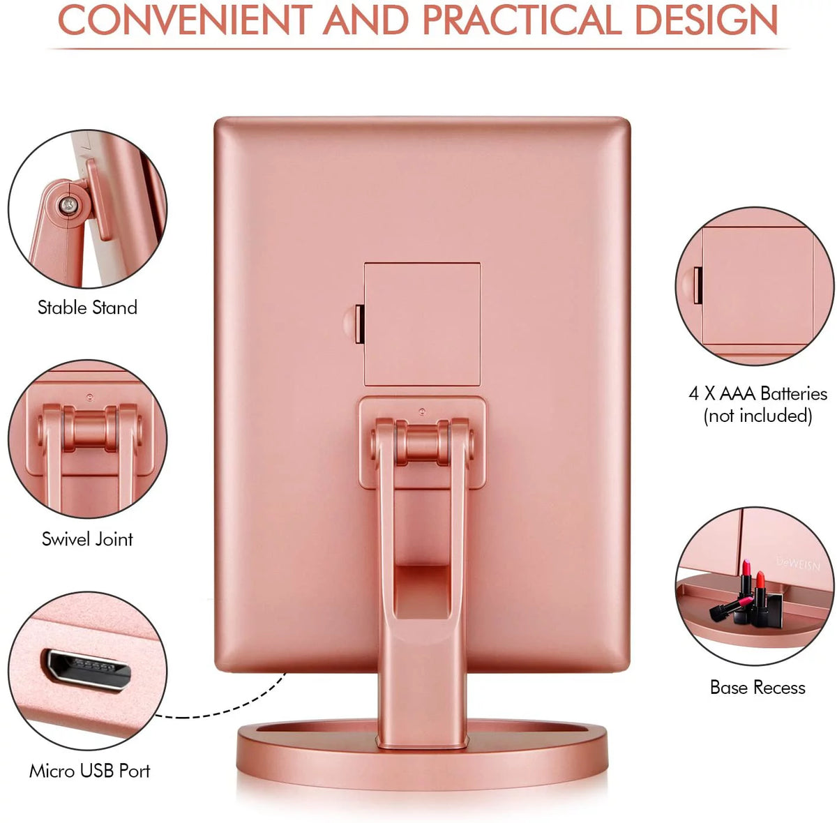 Tri-fold Lighted Vanity Makeup Mirror with 3x/2x Magnification K460554