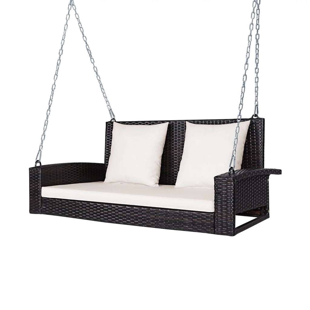 2-Person Rattan Hanging Porch Swing Bench J9691