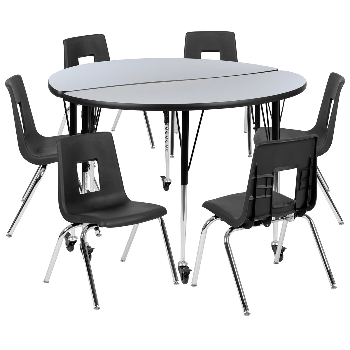 Grey Black Laminate Activity Table Set with Stack Chairs D5699