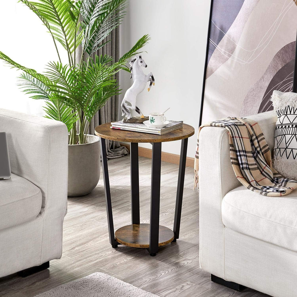 Small Round Side Table with Storage Shelf T8719