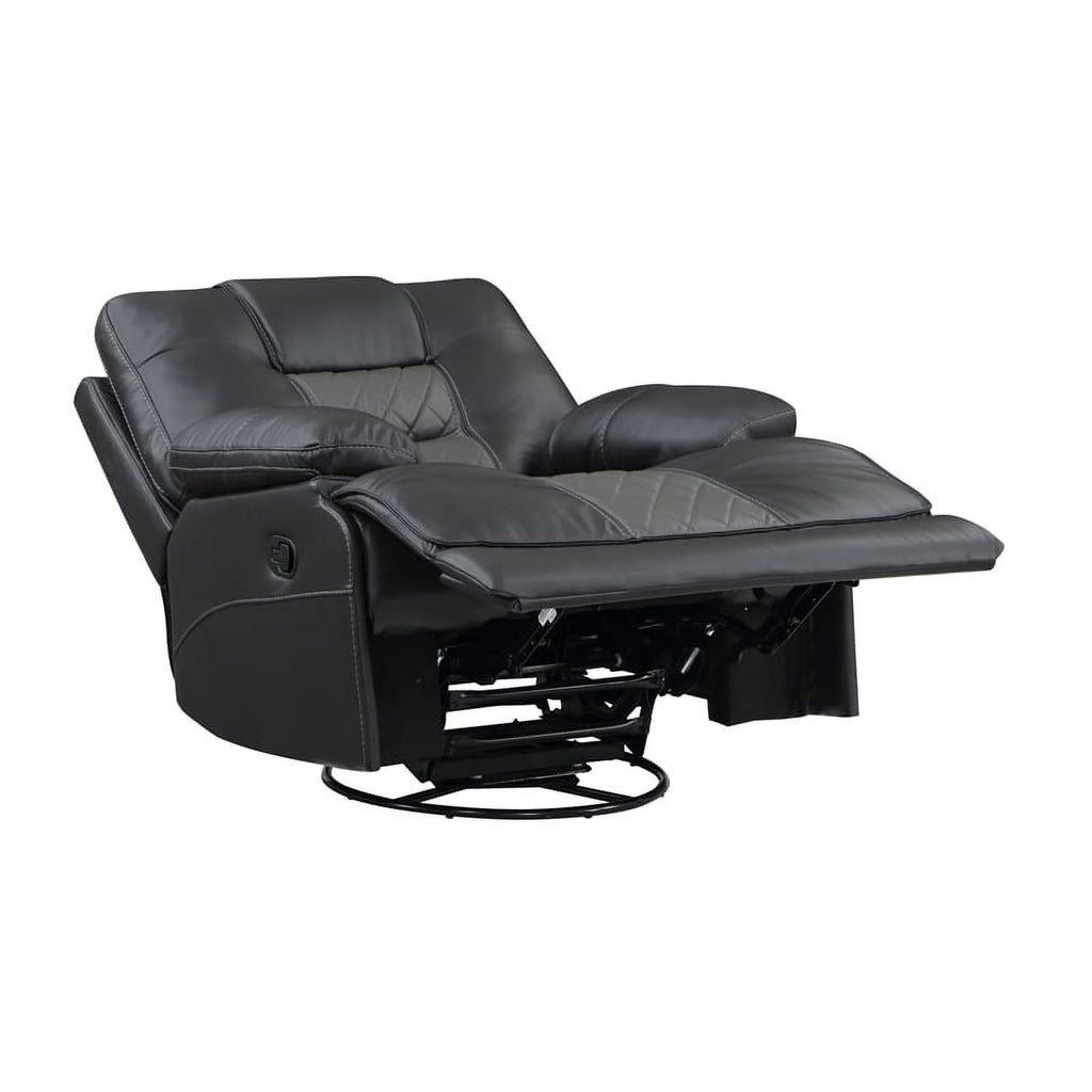 Gray Faux Leather Swivel Glider Reclining Chair K161