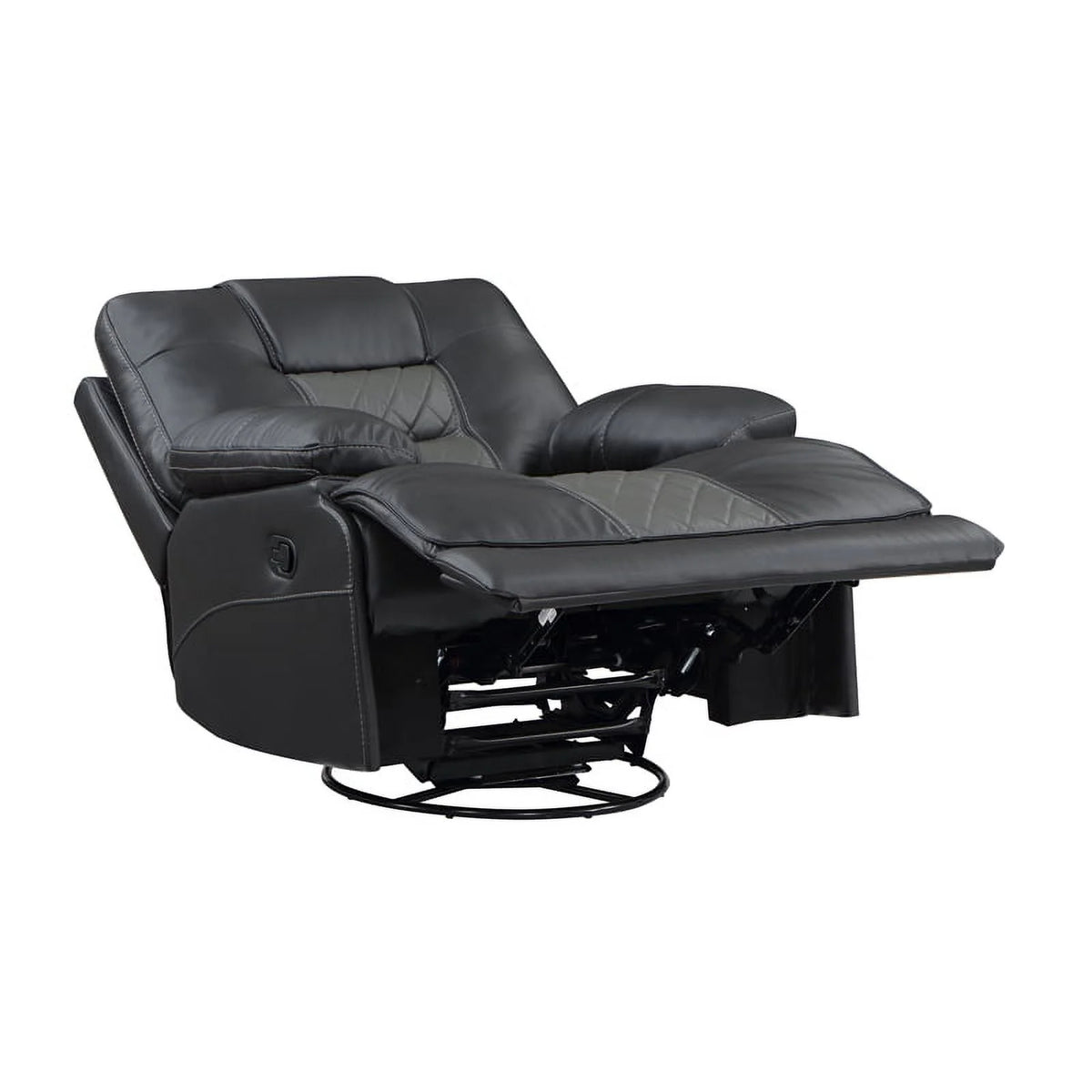 Gray Faux Leather Swivel Glider Reclining Chair K161