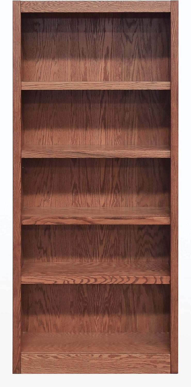 Five Shelf Bookcase 72" H Dry Oak Finish I402