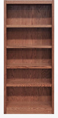 Five Shelf Bookcase 72" H Dry Oak Finish I402