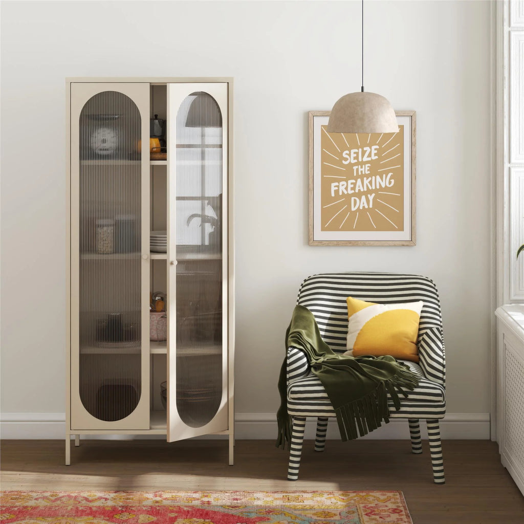 2-Door Accent Cabinet with Fluted Glass O58164