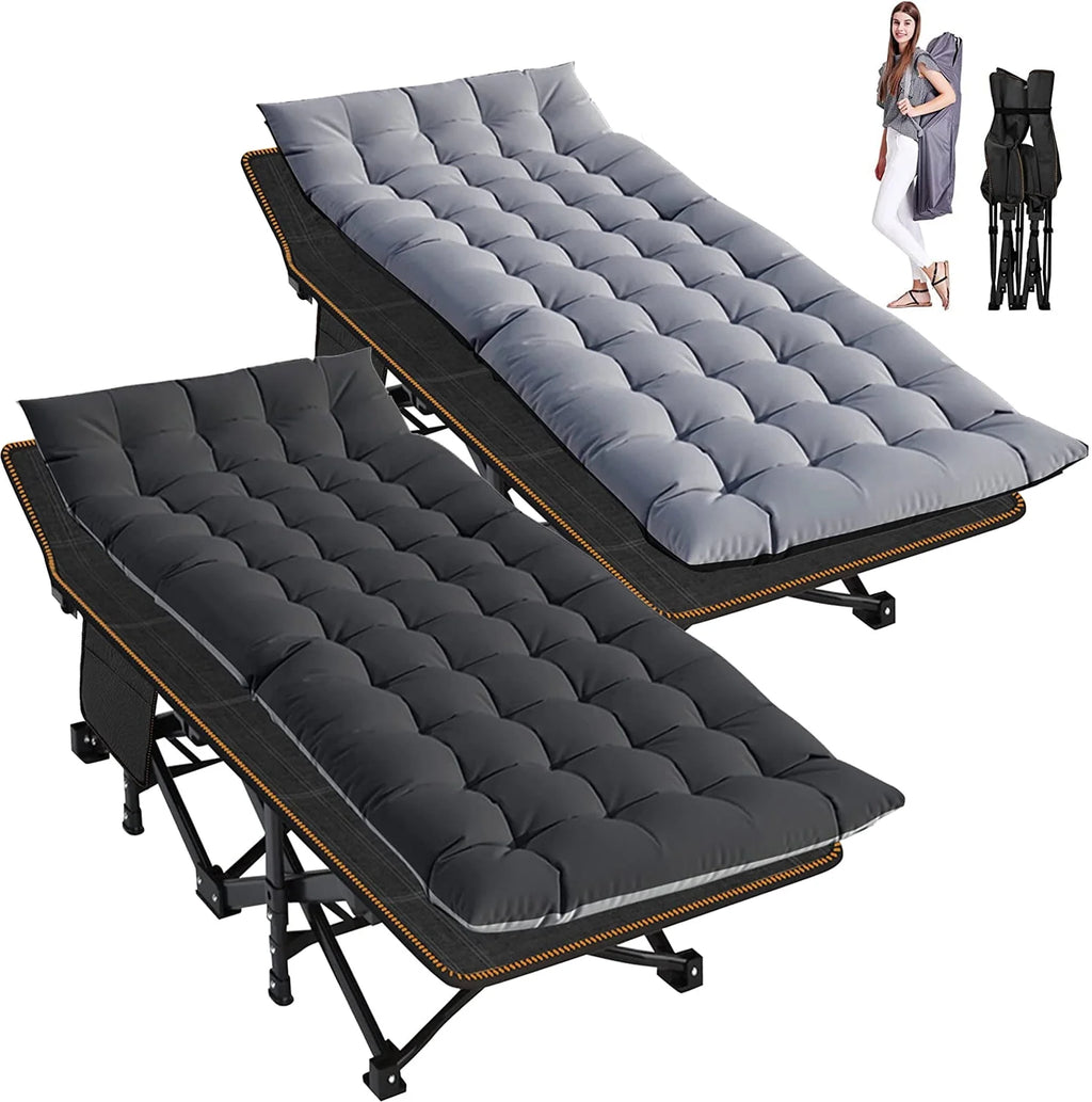2 Pack Folding Camping Cot with Mattress and Carry Bag J773