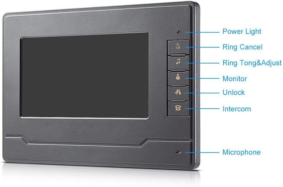 7 Inches LCD Monitor Wired Video Doorbell System with 1 Camera 2 Color Screen G281085