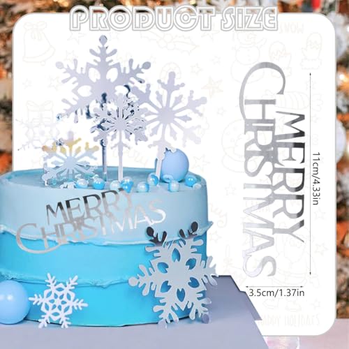 10Pcs Christmas Cake Toppers Acrylic Mirror Gold Silver C778