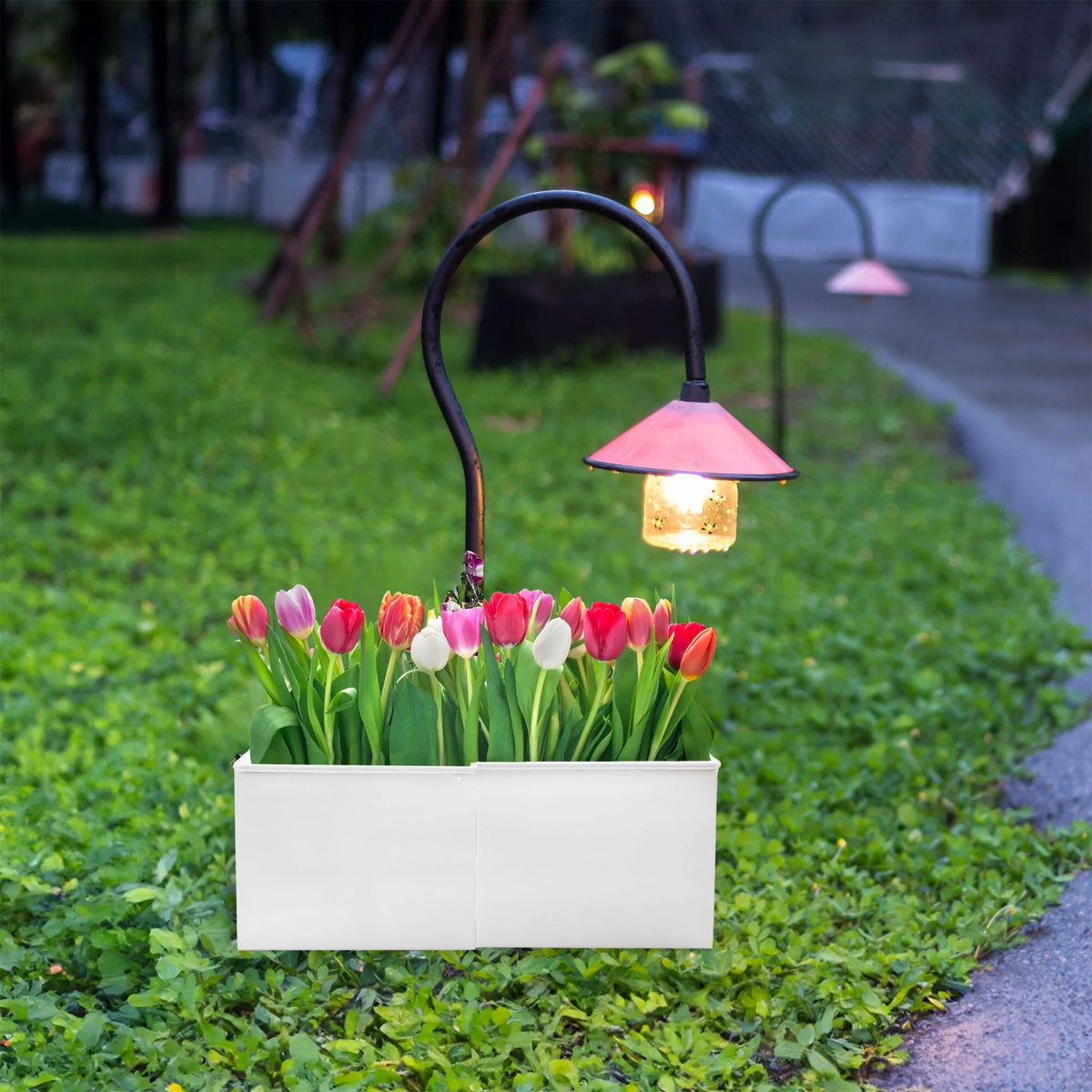 White Square Umbrella Planter I27908