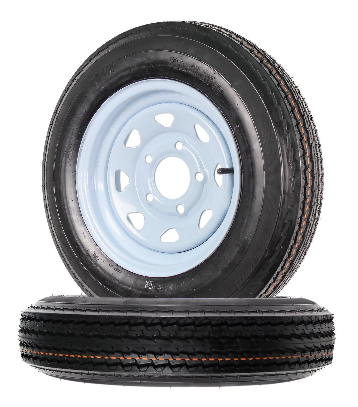 Two Trailer Tires On Rims 5.30-12 5 Hole White Spoke M213