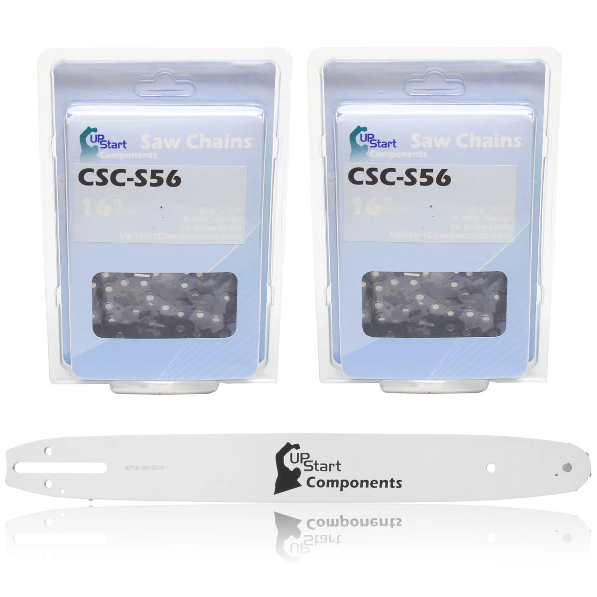 16" Single Rivet Bar and Semi Chisel Chain Combo, 3/8" Pitch, 0.050" Gauge, 56 Drive Links Y529