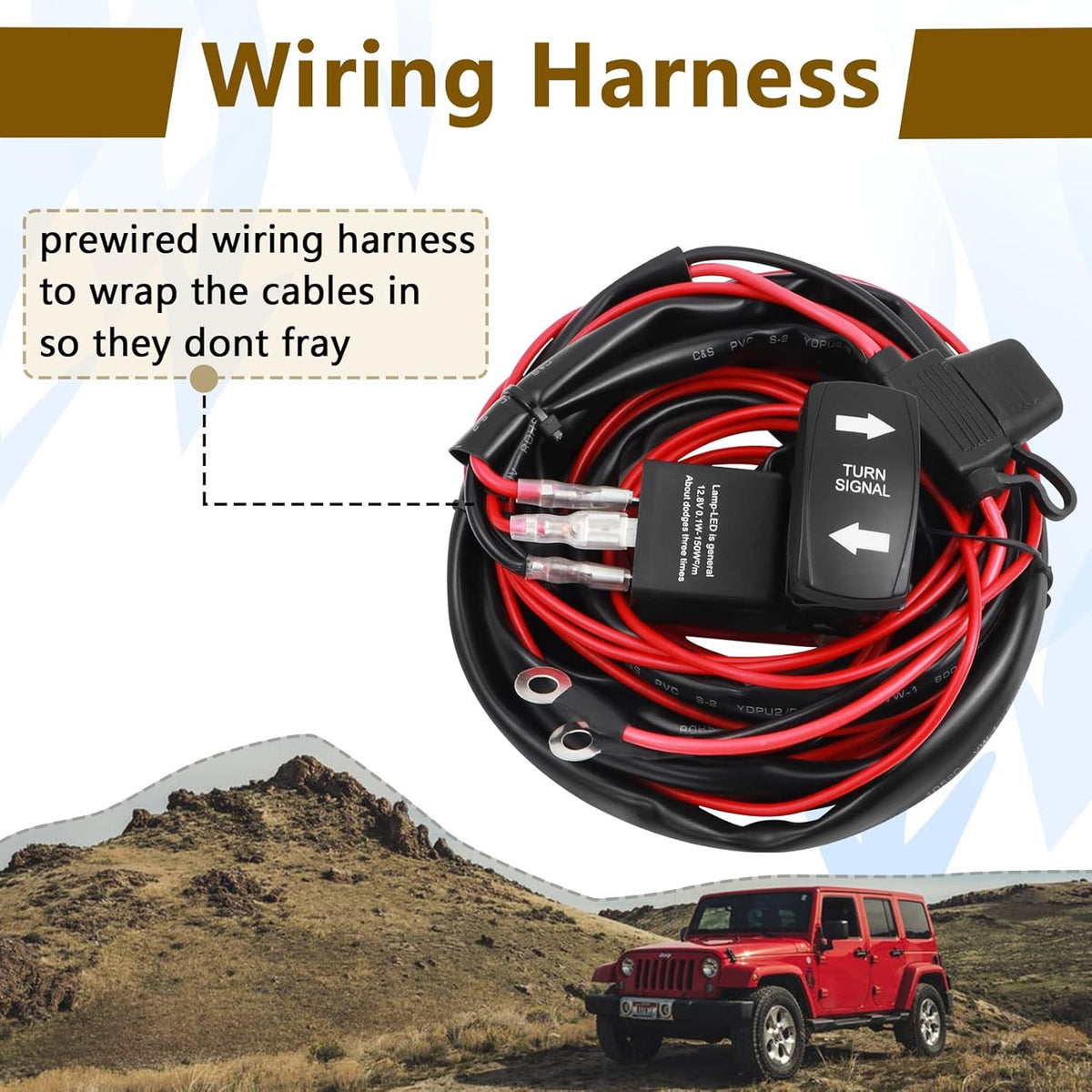 Universal UTV Rocker Switch Turn Signal Kit with Wire Harness G2188