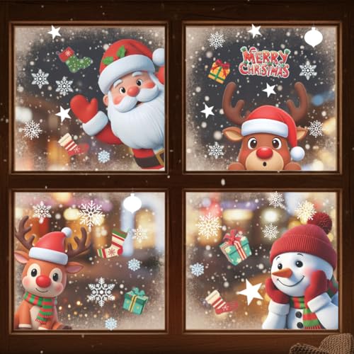 226 PCS White Snowflake Window Clings, 9 Sheets Double-Sided Reusable Decals Z3346