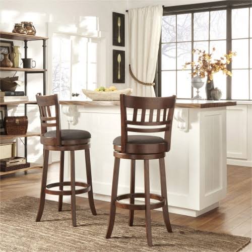 Dark Cherry Swivel Bar Height Stool D67784