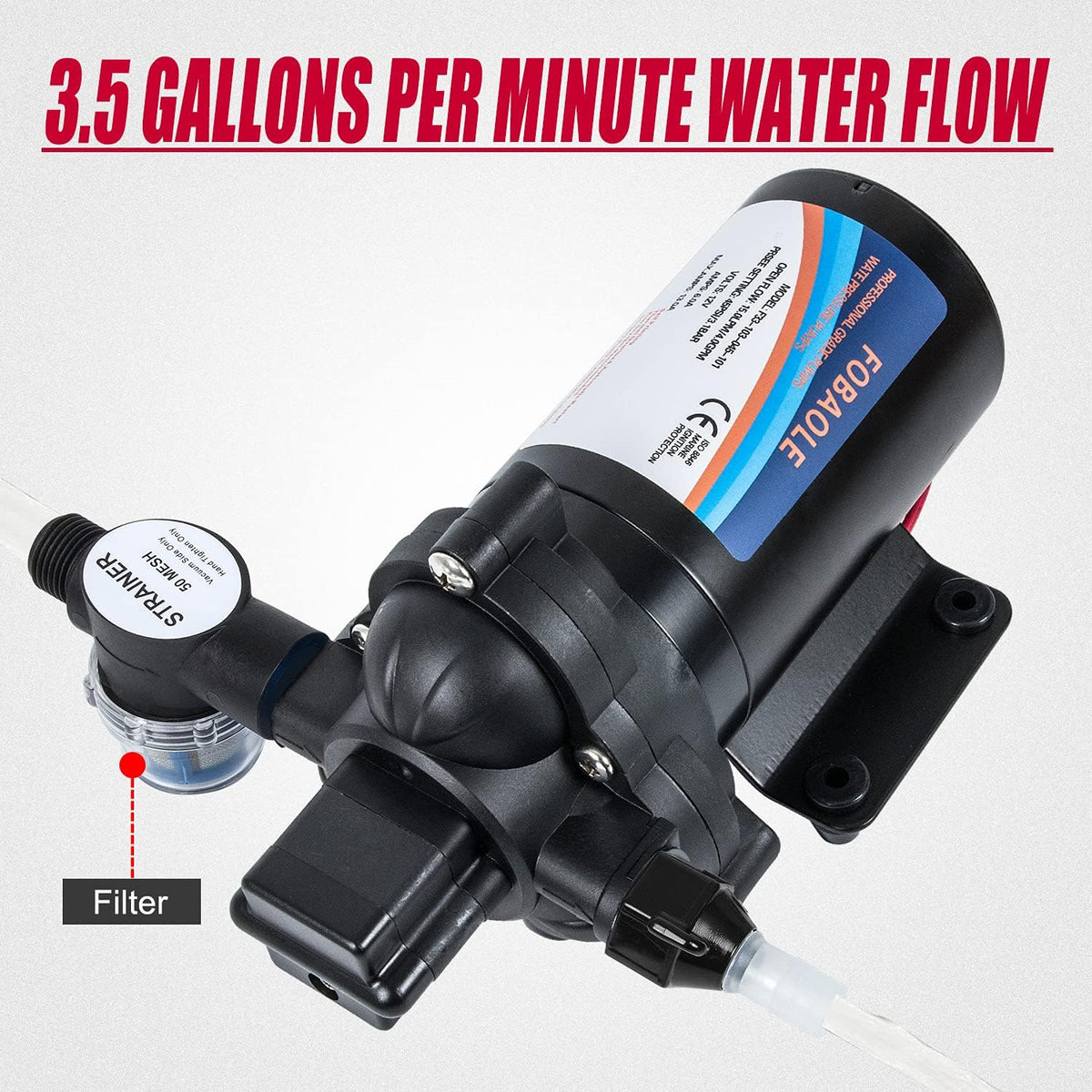 12V Fresh Water Pump with Pressure Switch 3.5 GPM 45 Psi A572927