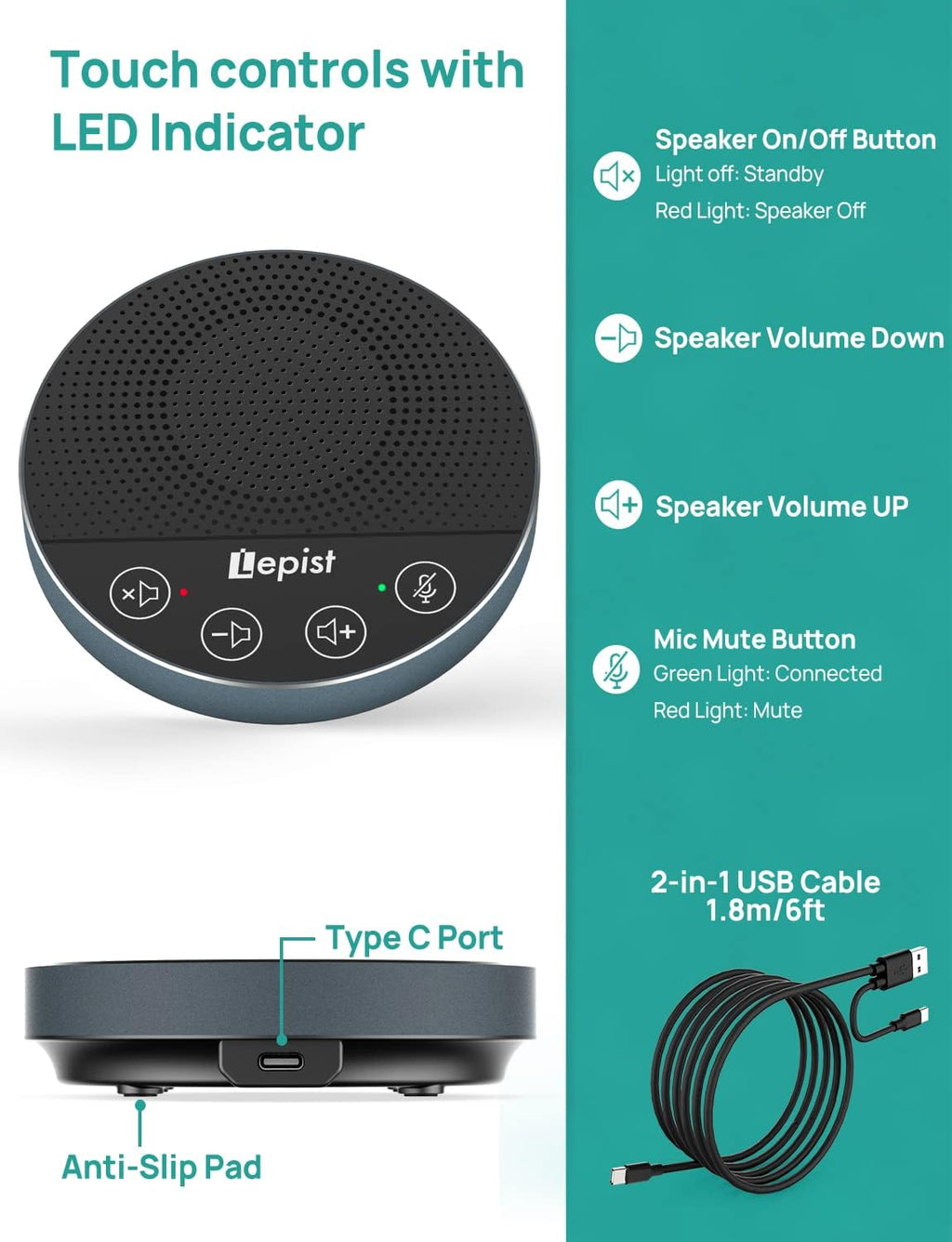 USB Speakerphone with Microphone I42921