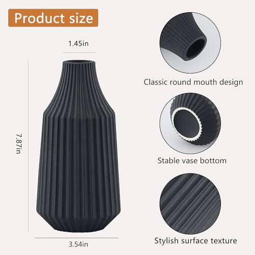 Black 8 Inch Ceramic Vase U76807
