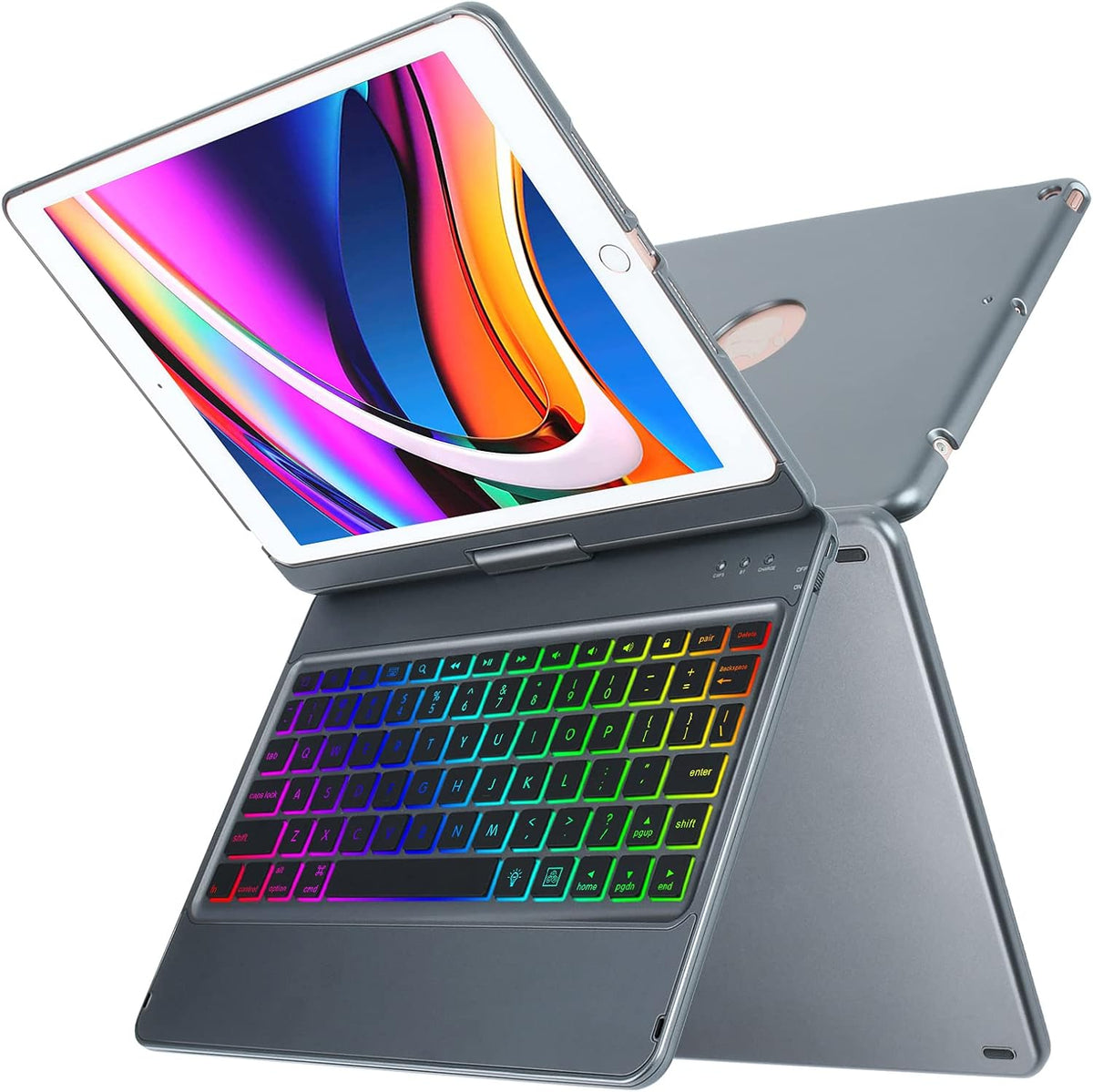 10 Color Backlit 360 Rotatable Keyboard Case N702