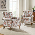 Pink Floral Upholstered Accent Armchair Set of 2 Q526