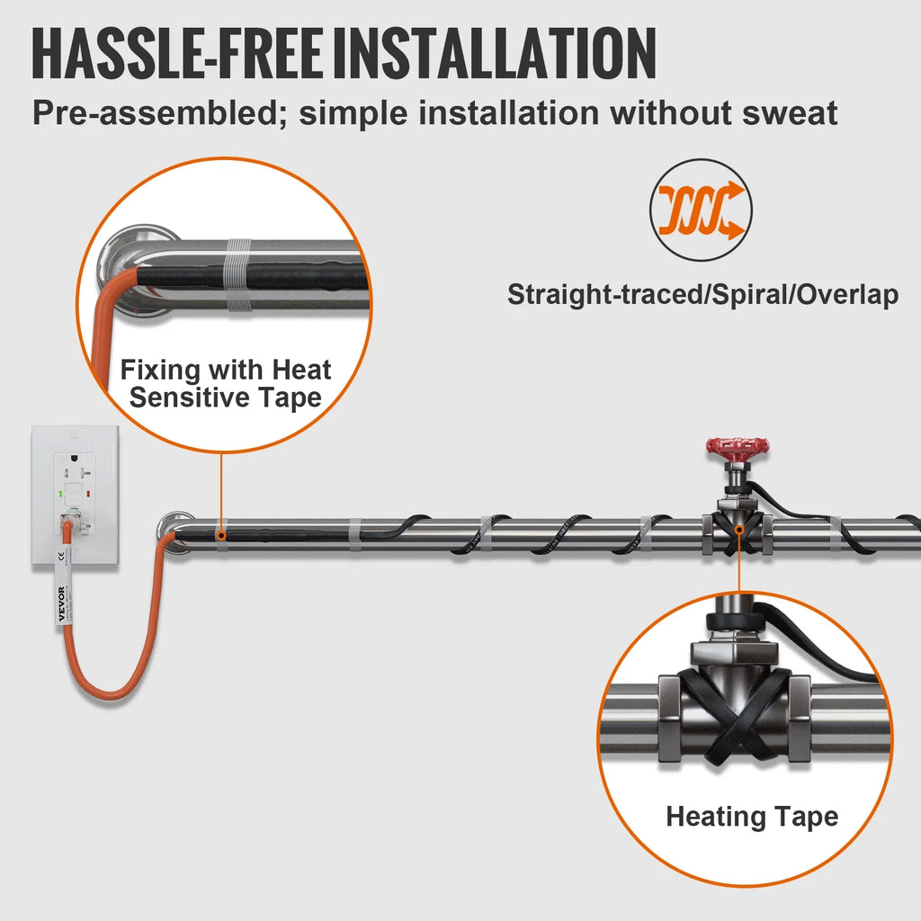 Self-Regulating Pipe Heating Cable, 80-feet 5W/ft, 120V B38184