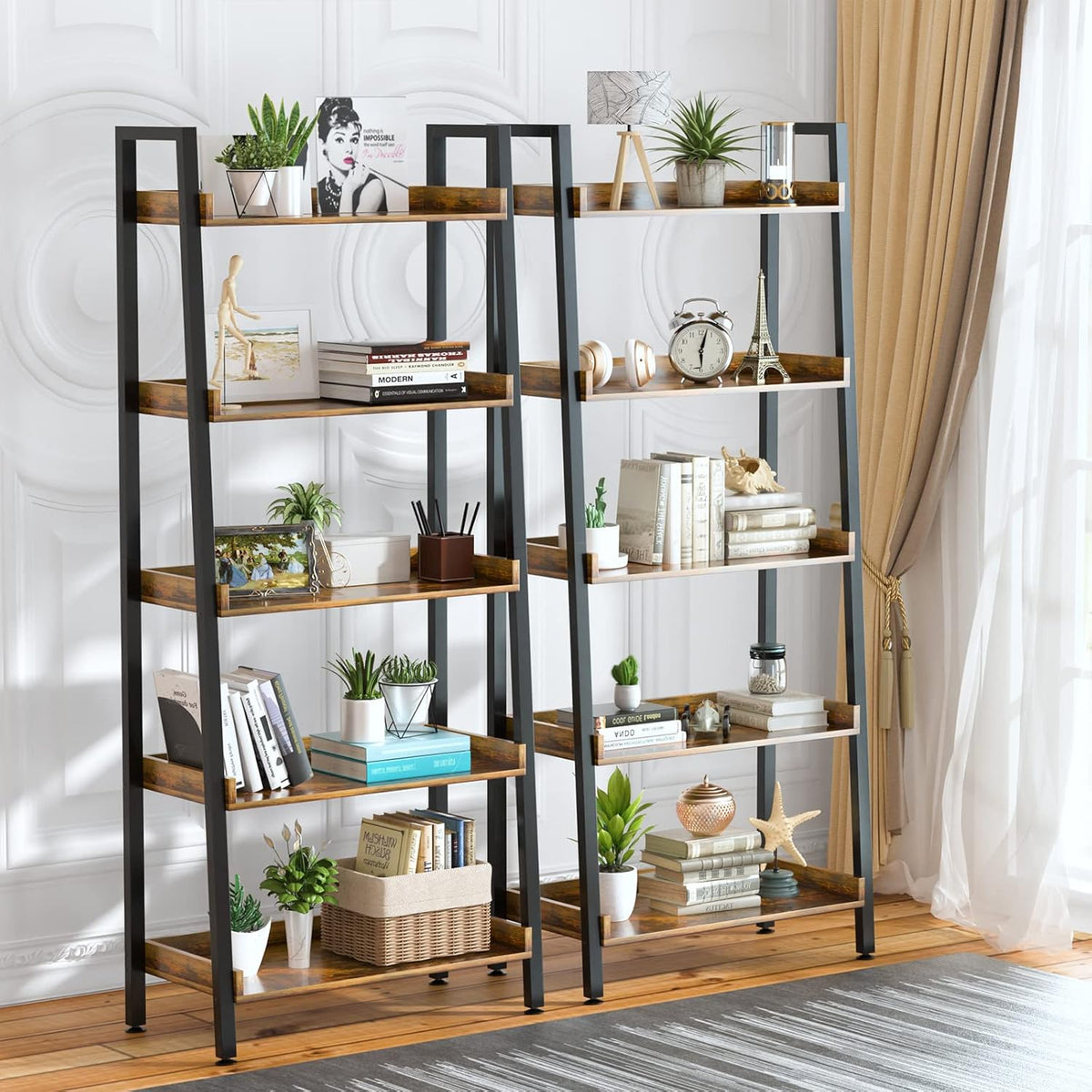Adjustable Wood and Metal Bookshelf C981342