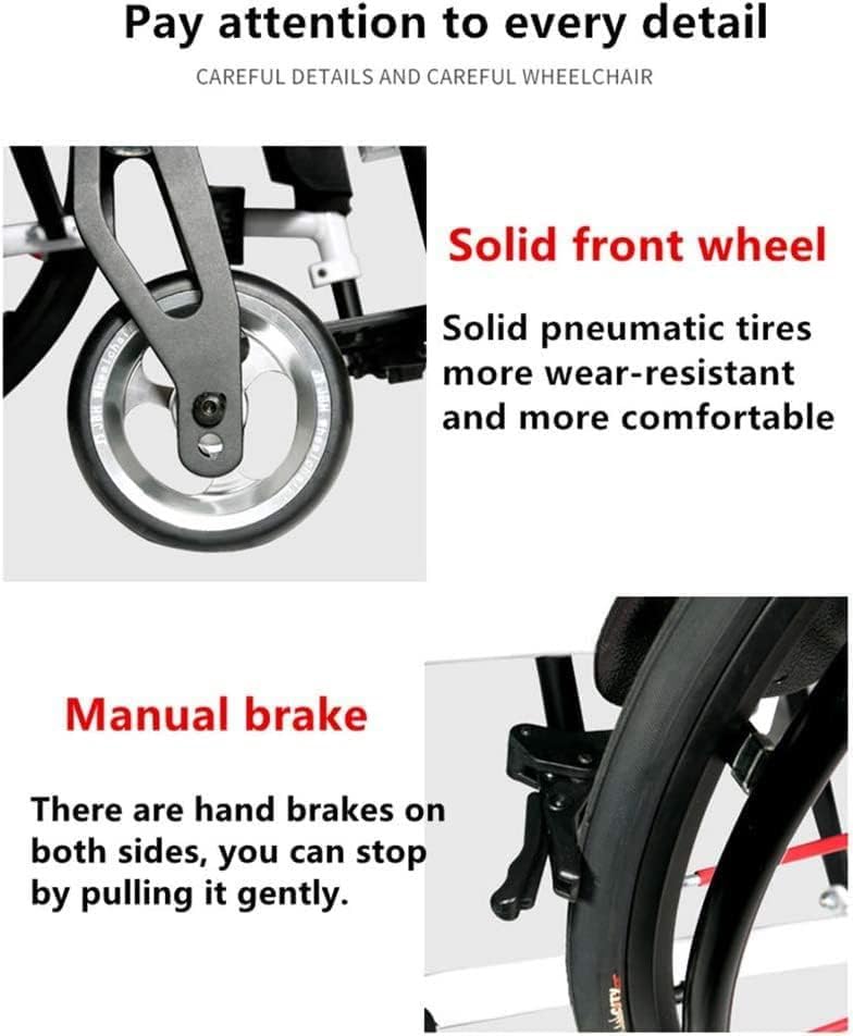 Super Lightweight Folding Aluminium Frame Wheelchair with Armrest Swing Leg Rest, Seat Width 38cm I7341