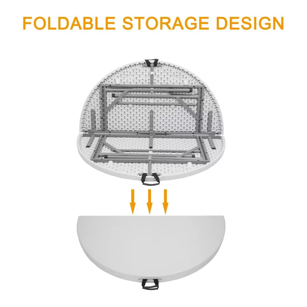 48" Round White Folding Plastic Table O541528