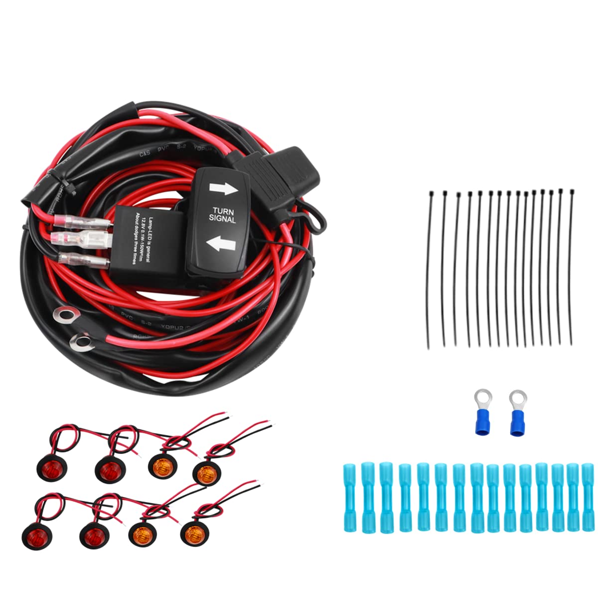 Universal UTV Rocker Switch Turn Signal Kit with Wire Harness G2188