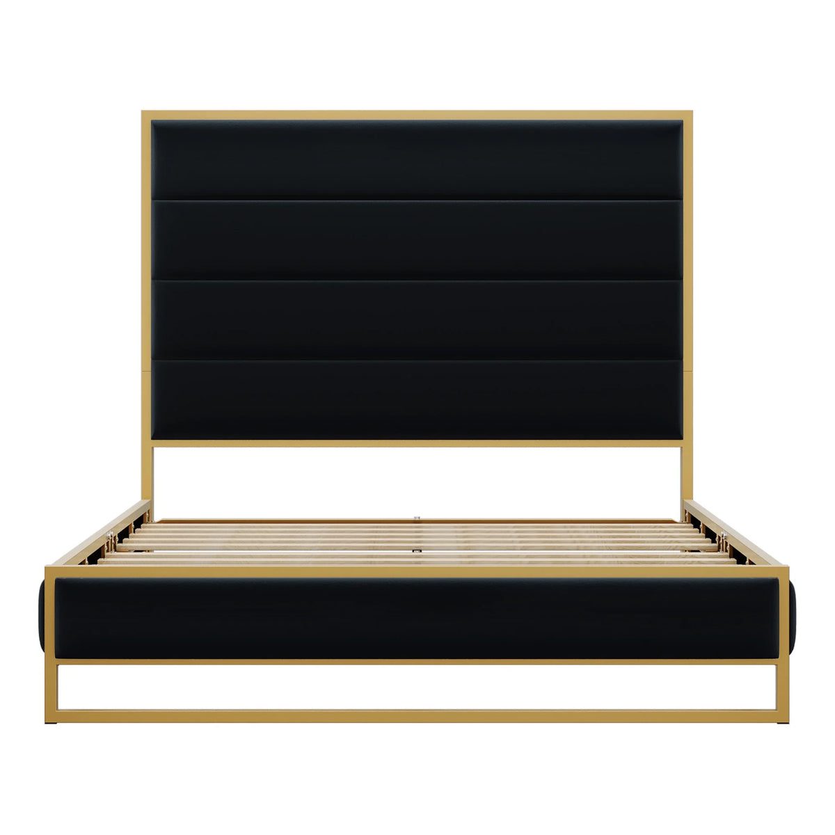 Queen Size Black Velvet Upholstered Platform Bed L704769