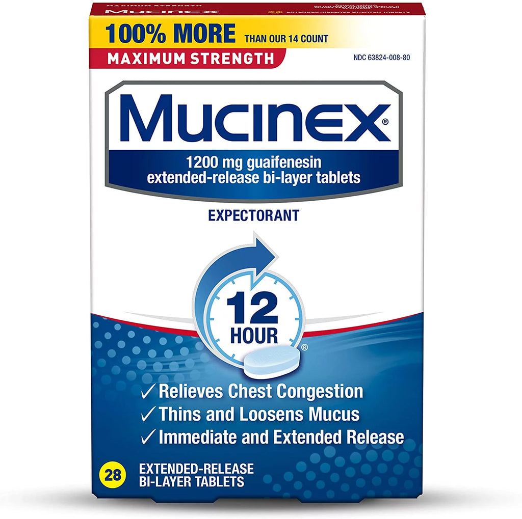 28 count Maximum Strength 12 hour Chest Congestion Expectorant Extended-Release Tablets U828
