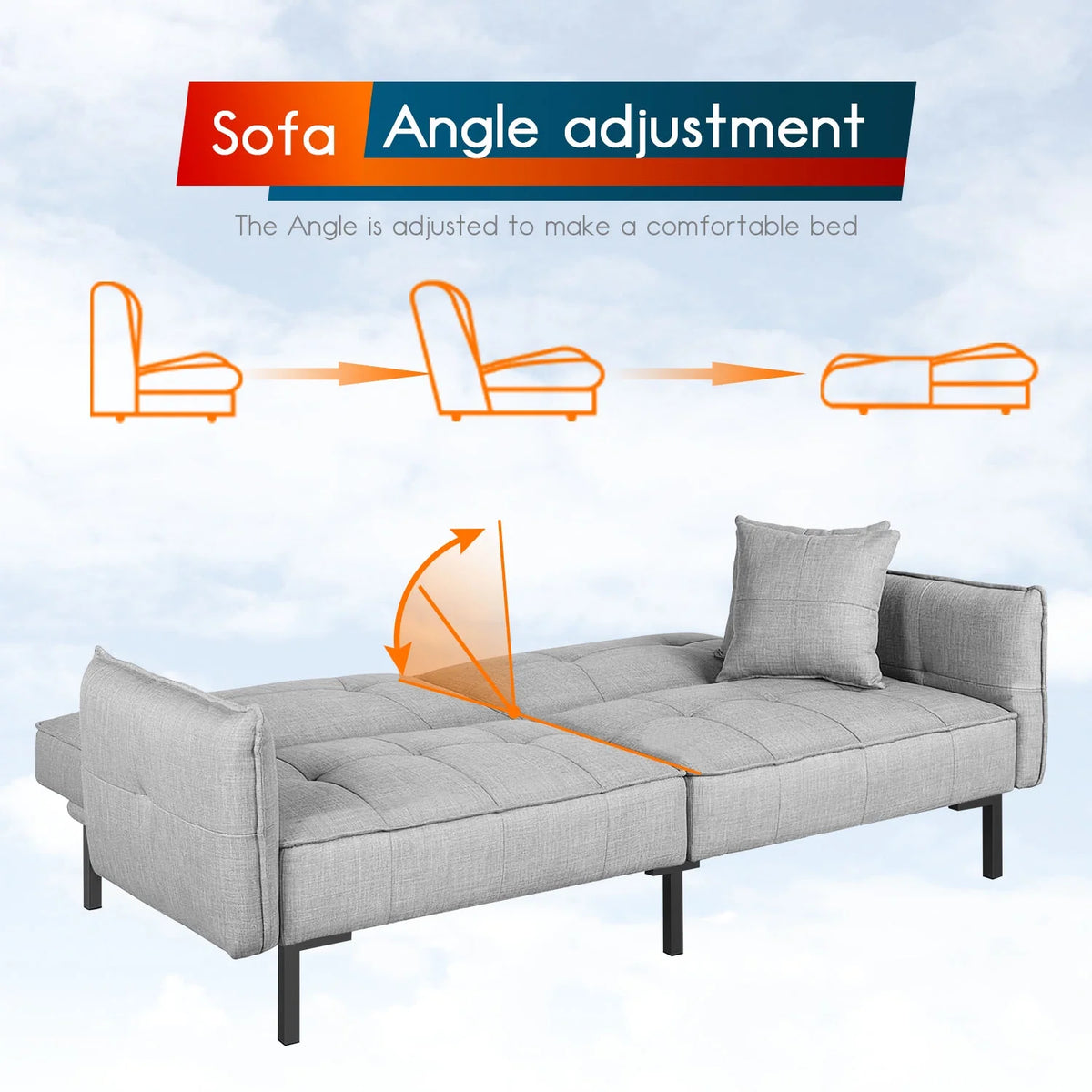78" Memory Foam Convertible Futon Sofa P695
