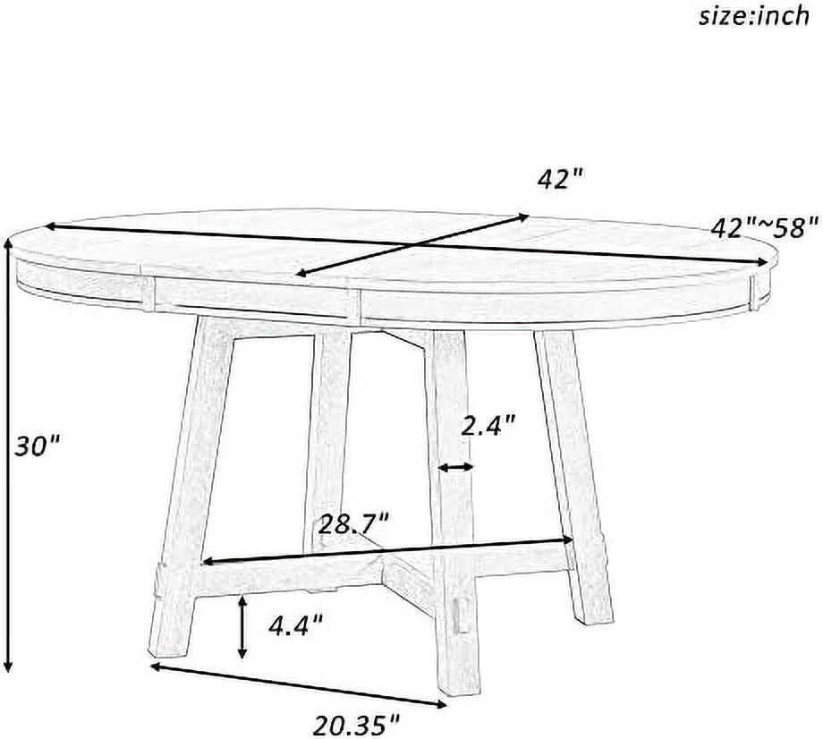 Round Extendable Wood Dining Table with 16" Leaf I828515
