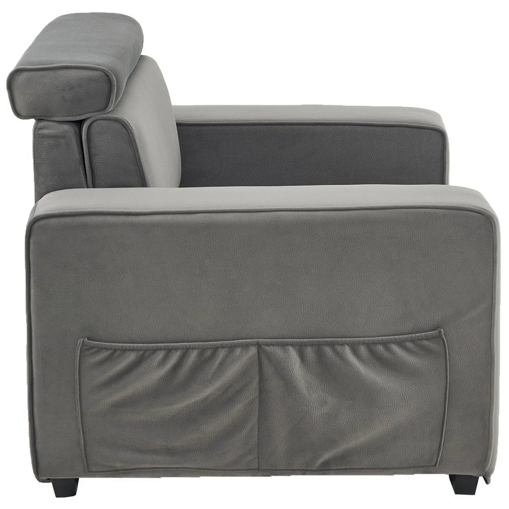 Brown Single Sofa with Side Pockets K445