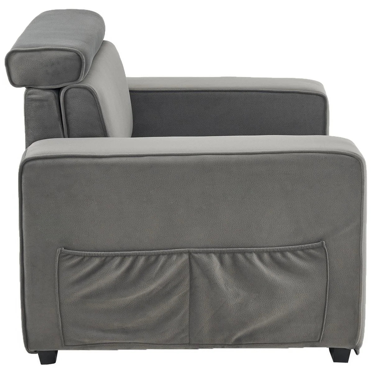 Brown Single Sofa with Side Pockets K445