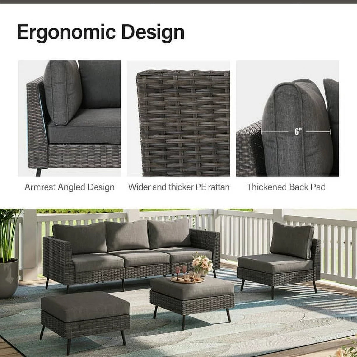 7 Pieces Patio Conversation Set with 6 Chairs and 1 Coffee Table I441439