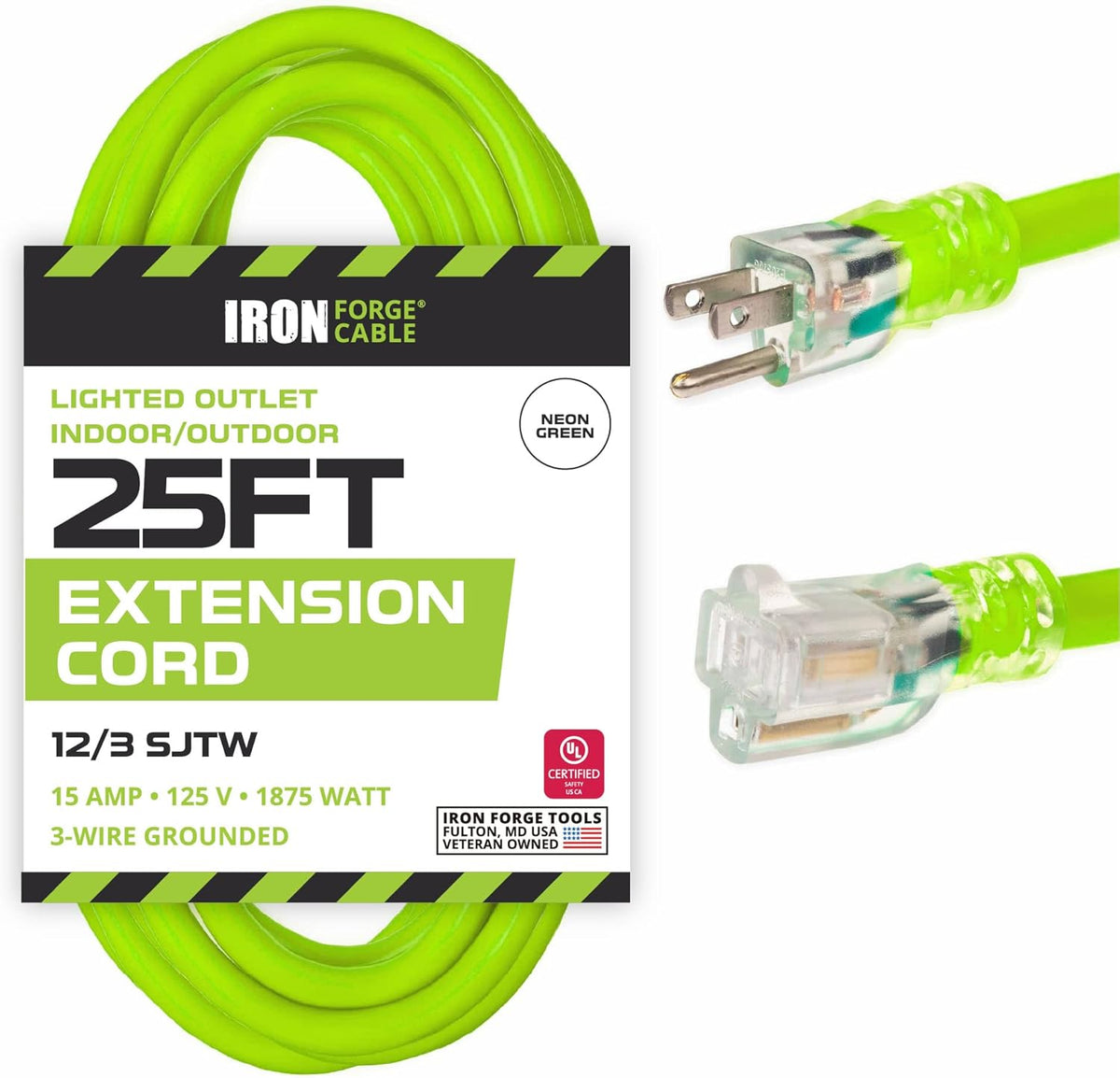 100 Ft 12/3 SJTW Heavy Duty Yellow Extension Cord with 3 Prong Grounded Plug B19152