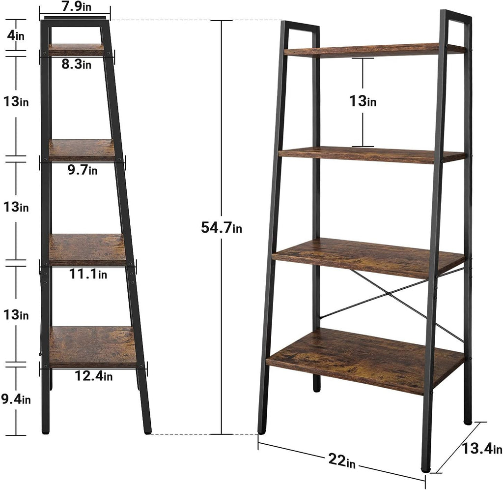4-Tier Wood Ladder Shelf Bookcase Q37878