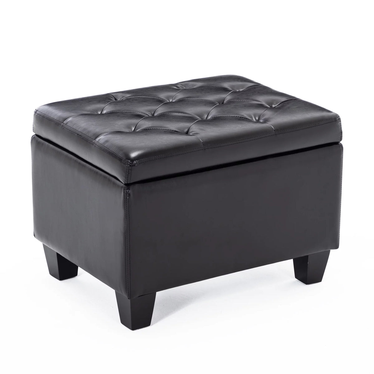 Black Faux Leather Storage Ottoman B781