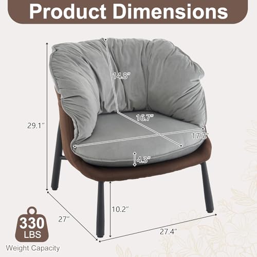 Black & Gray Velvet Barrel Chair with Metal Legs S948599