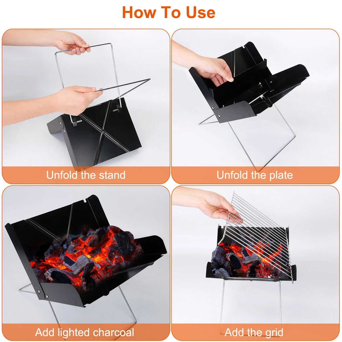 Foldable Mini Stainless Steel BBQ Grill J78068