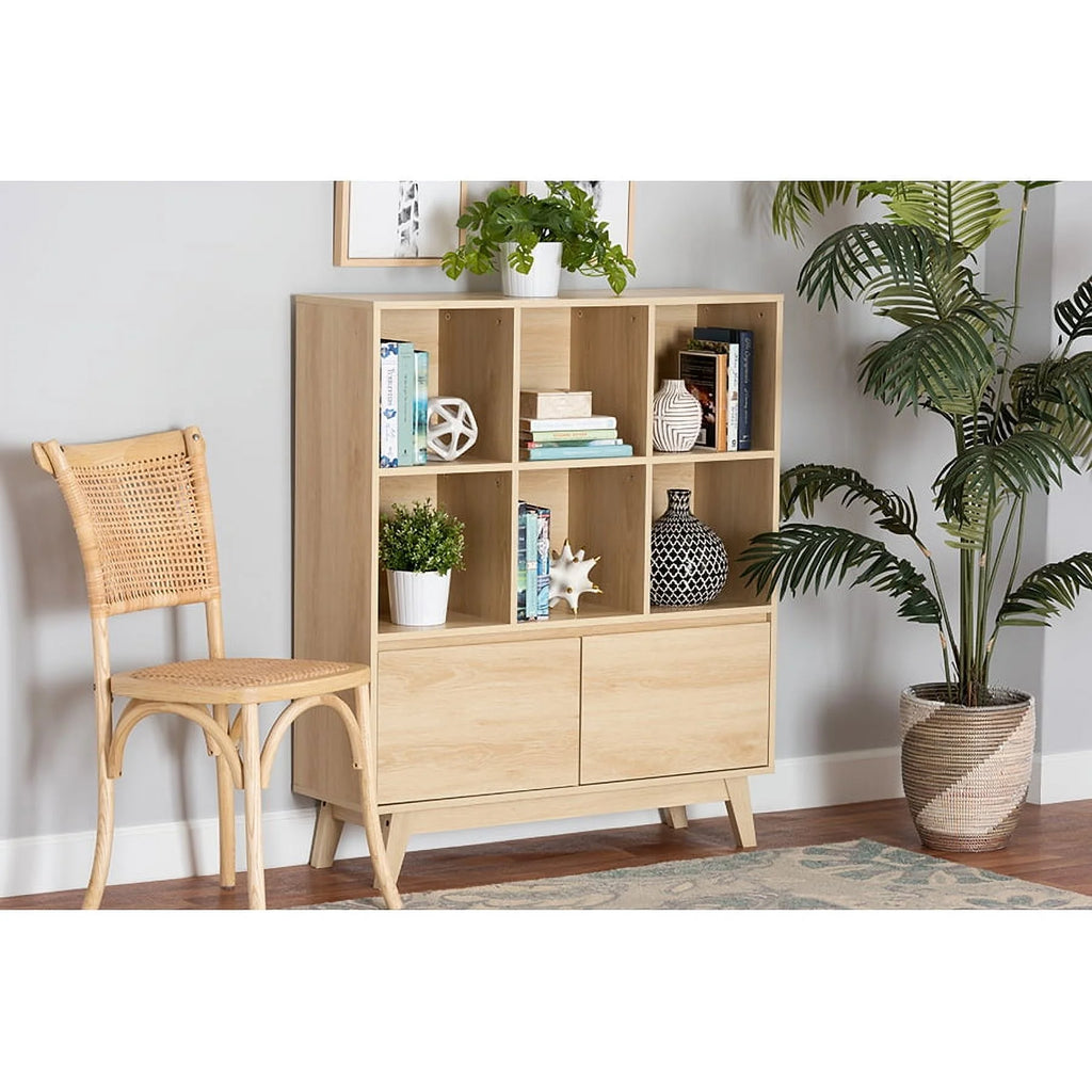 Oak Brown Finished Wood Bookshelf W3402
