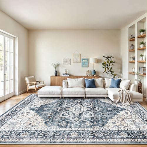 8x10 Washable Low-Profile Area Rug with Non-Slip Backing K7413