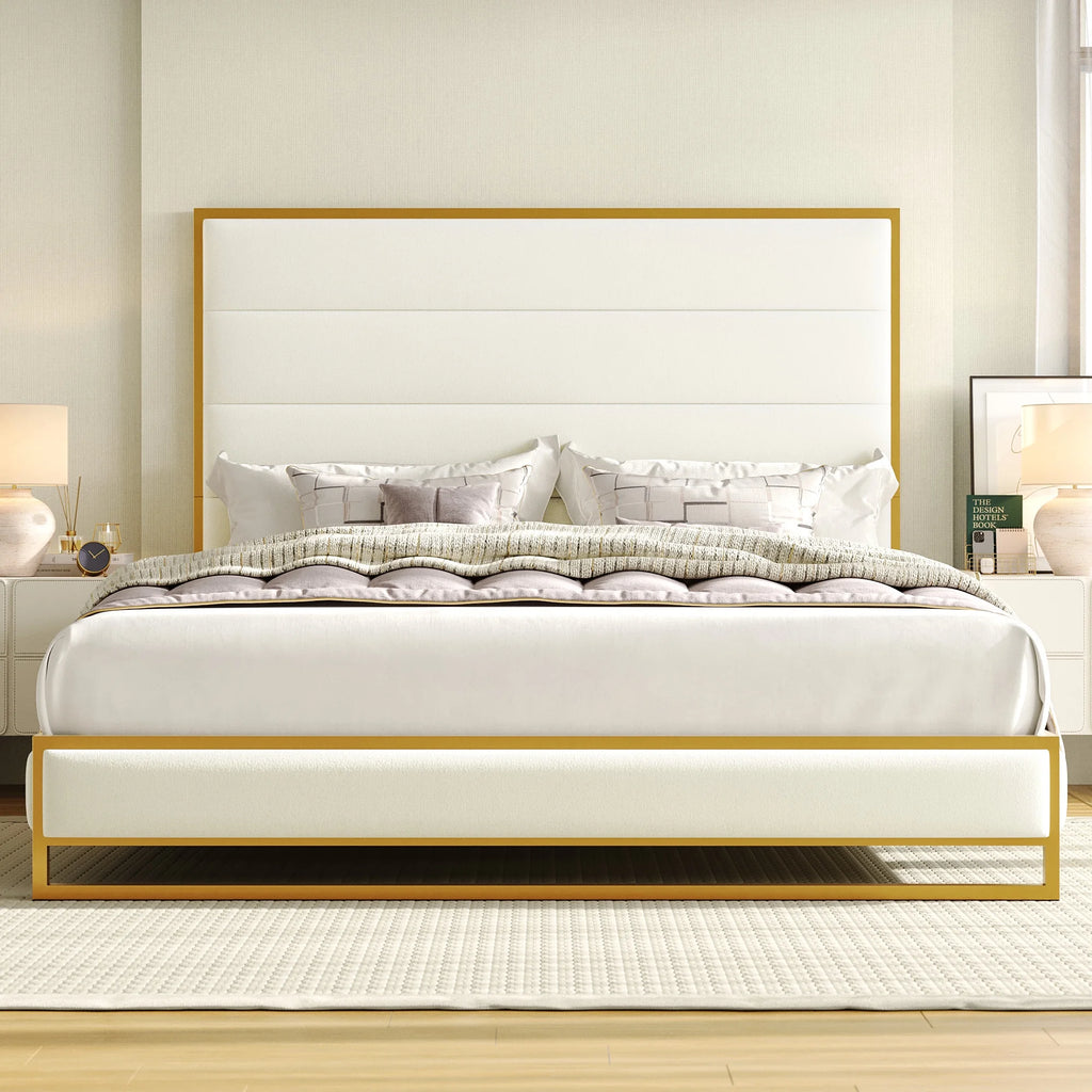Queen Size Black Velvet Upholstered Platform Bed L704769