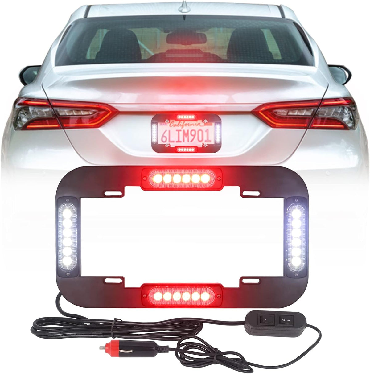 Red and Blue 13.5 inch 24 LED License Plate Strobe Lights Pack of 2 N673373