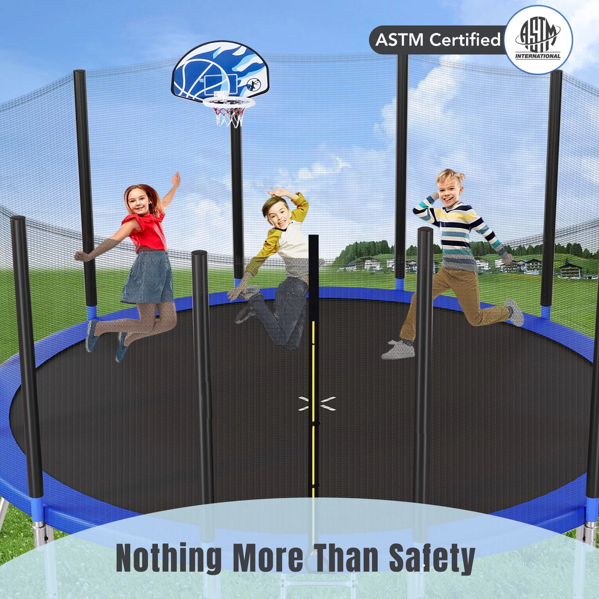 16FT Trampoline with Enclosure, Ladder, Basketball Hoop H95124