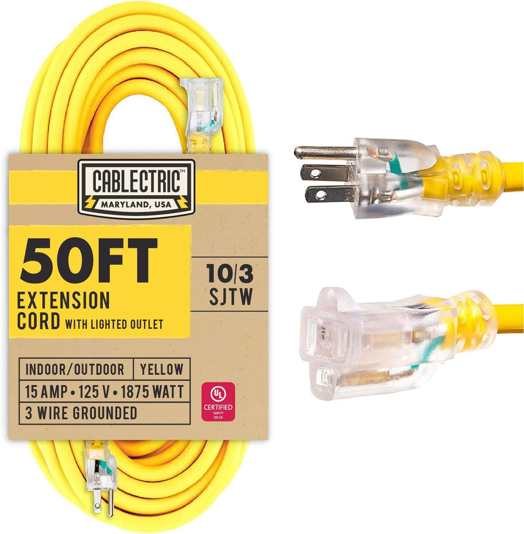 75 Ft 10 Gauge Yellow Heavy Duty Extension Cord Z493