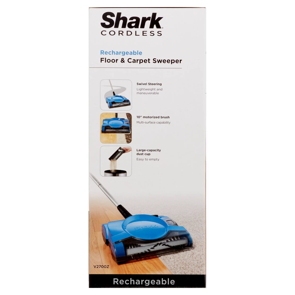 Lightweight 10 Inch Cordless Rechargeable Floor and Carpet Sweeper T27905