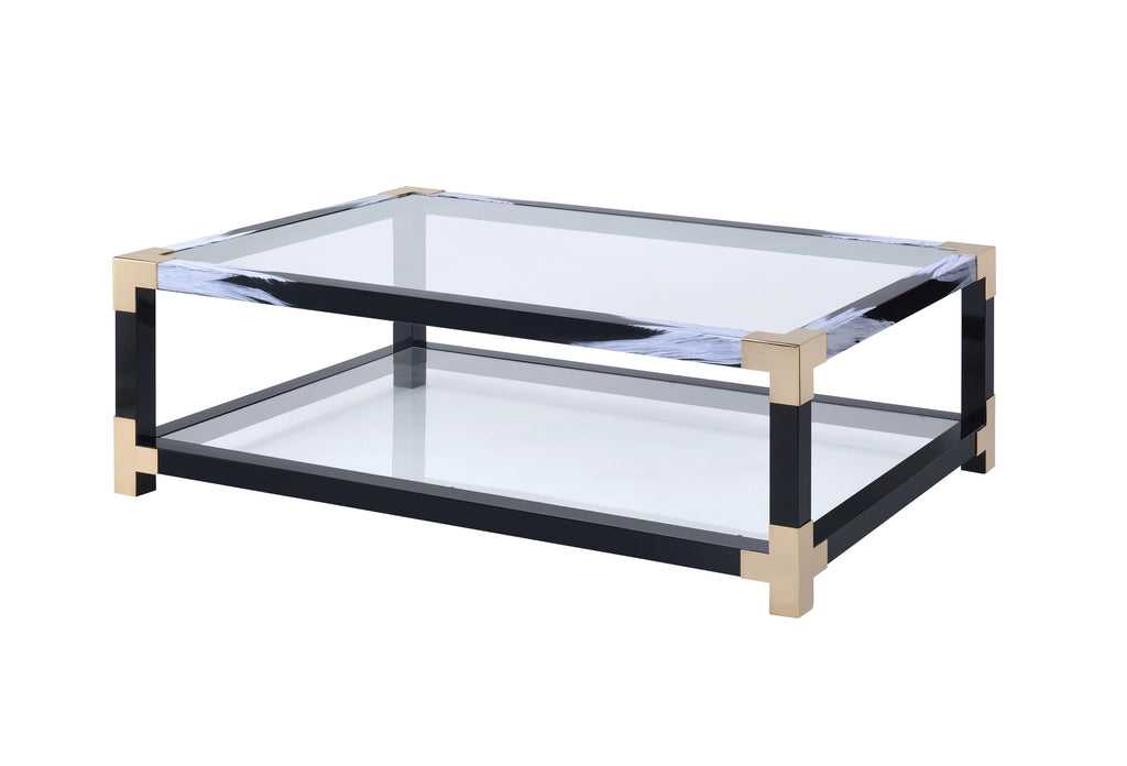 White Brushed Clear Glass Coffee Table P29165